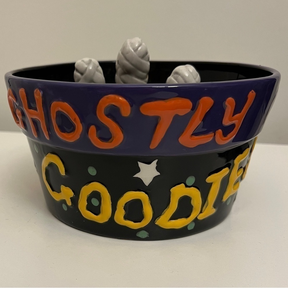 Halloween Ghostly‎ Goodies Mummy Candy & Treats Bowl, Black and Purple